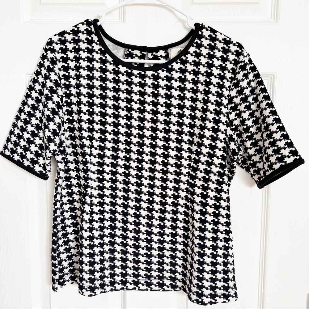 Austin Reed Black and White Houndstooth Top